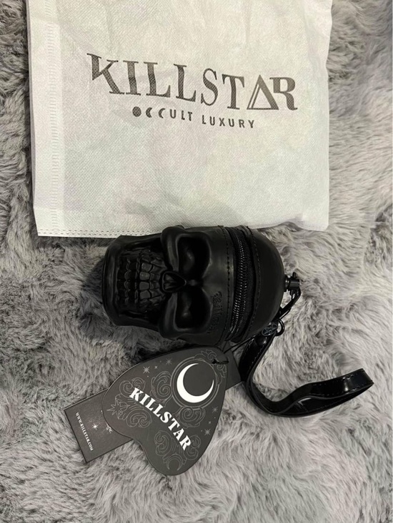 Killstar Handbags - Killstar Black Skull Coin Purse with Crescent Tag